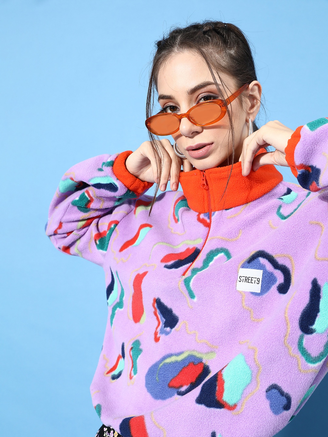 

STREET 9 Women Elegant Lavender Conversational Quirky Outerwear Sweatshirt