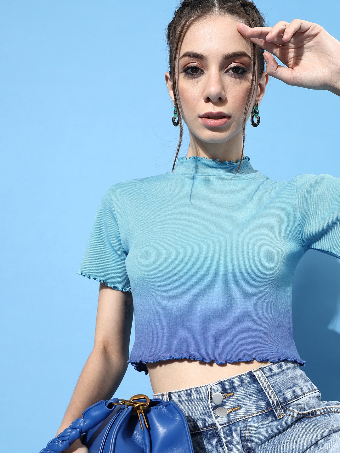 

STREET 9 Woman Stunning Blue Ombre Cropped Top