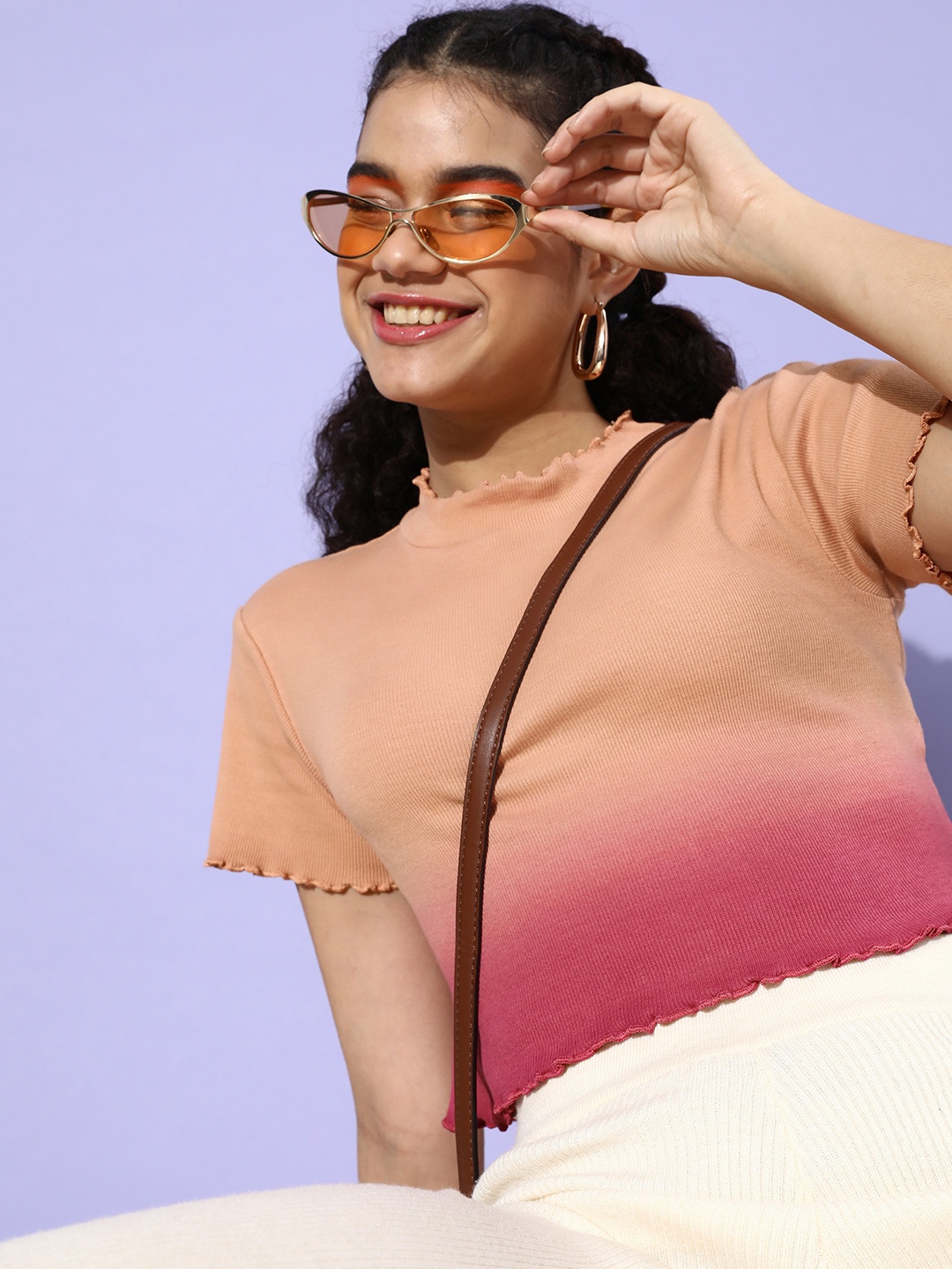 

STREET 9 Woman Attractive Peach Ombre Cropped Top