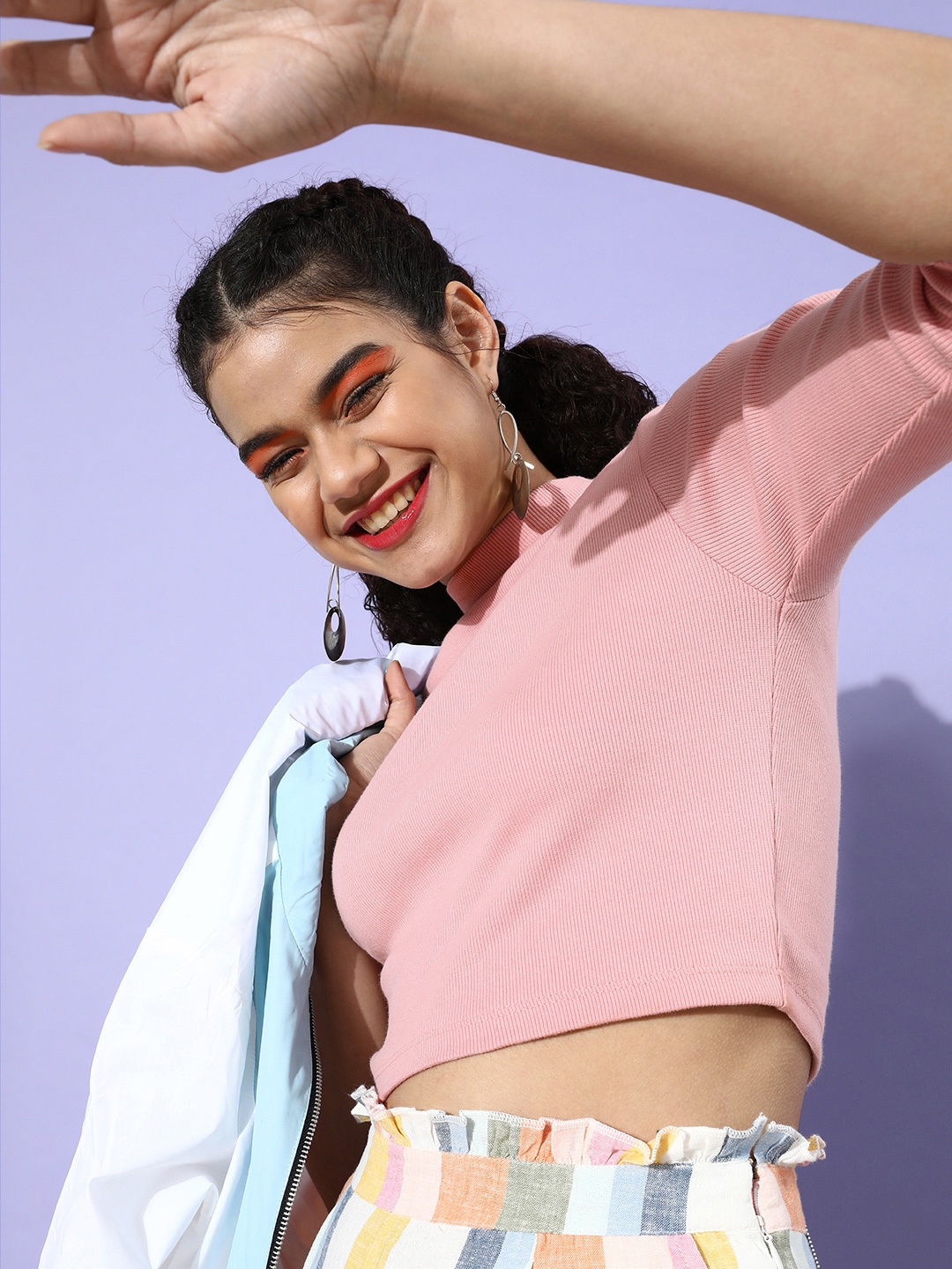 

STREET 9 Woman Pretty Pink Solid Cropped Top