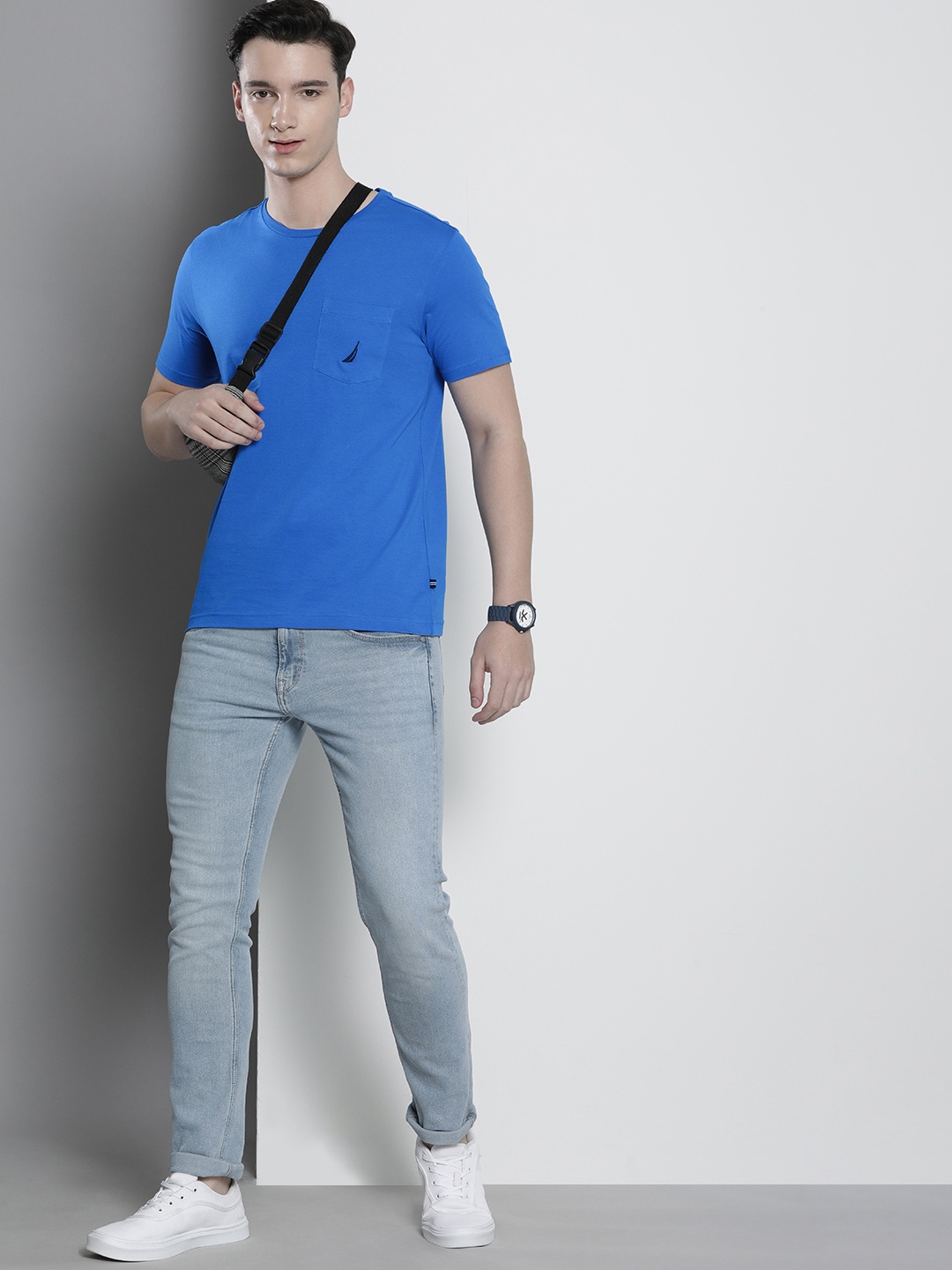 

Nautica Men Pure Cotton T-shirt, Blue