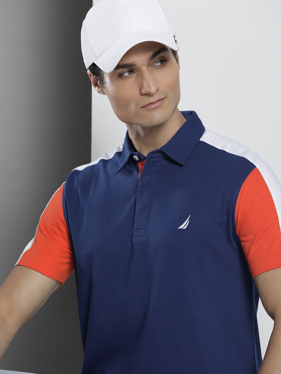 

Nautica Men Polo Collar Pure Cotton T-shirt, Navy blue
