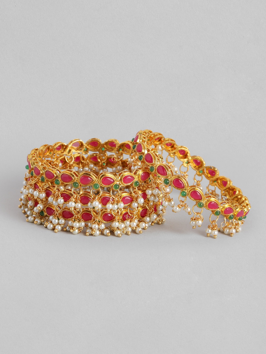 

AccessHer Pink 22kt Gold-Plated Set of 4 Studded Sustainable Handcrafted Bangles