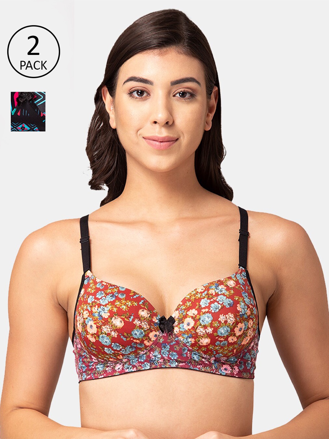 

Tweens Pack of 3 Printed T-shirt Bra Heavily Padded, Brown