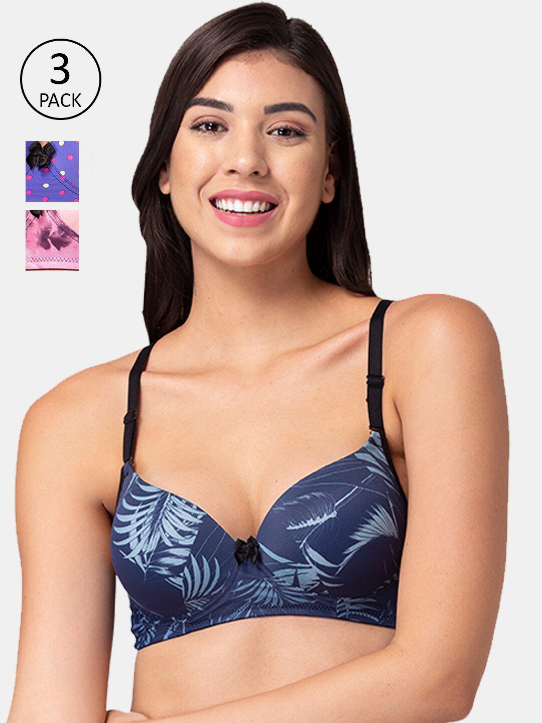 

Tweens Pack Of 3 Heavily Padded T-shirt Bra, Navy blue