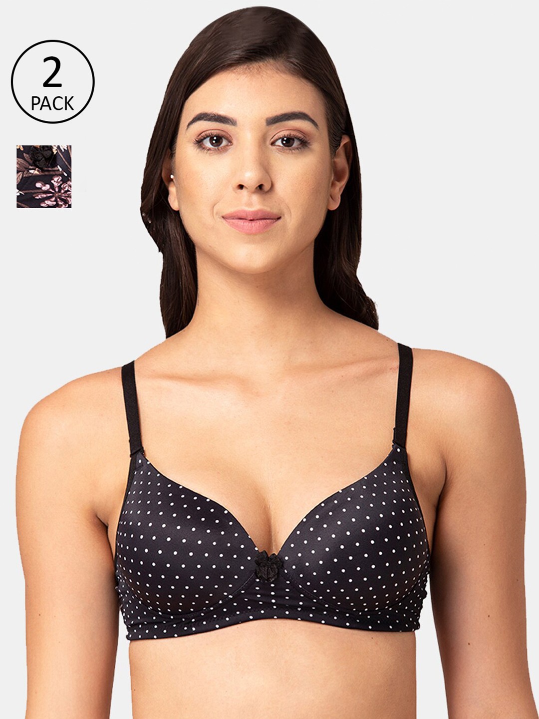 

Tweens Pack Of 2 Black & White Floral Heavily Padded T-shirt Bra