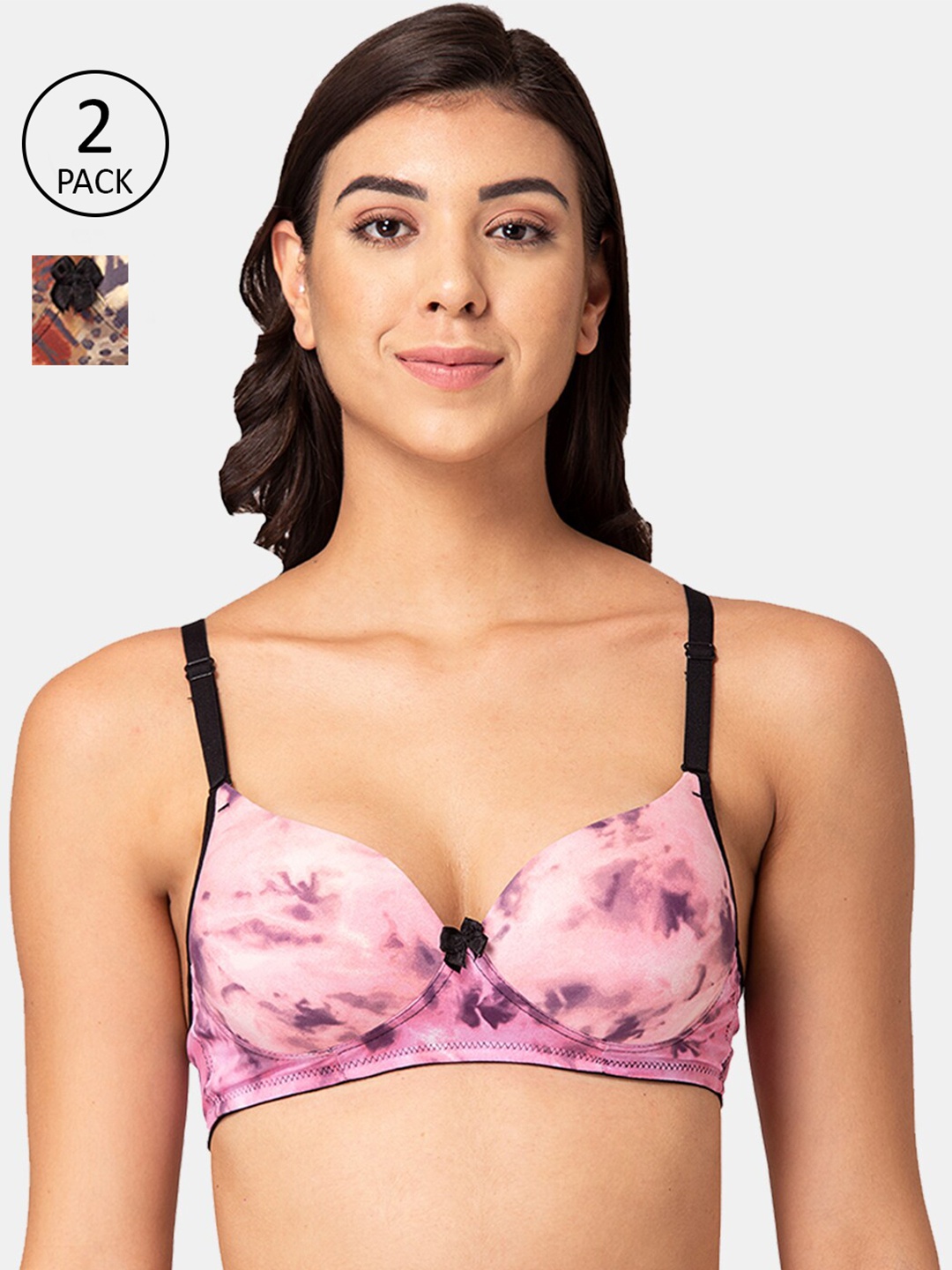 

Tweens Pack of 2 Brown & Pink Animal T-shirt Bras - Heavily Padded