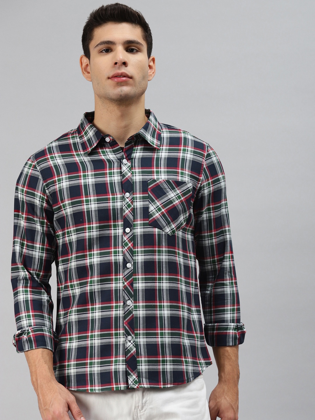 

Hubberholme Men Blue Opaque Checked Casual Shirt