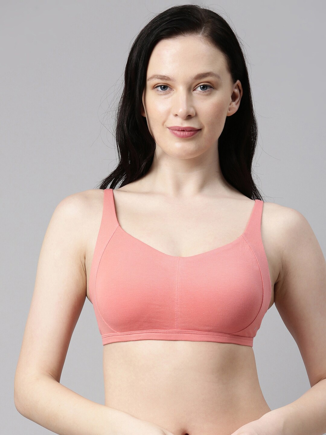 

Enamor Intellifresh Eco-antimicrobial Lightly Padded Minimizer Bra, Peach
