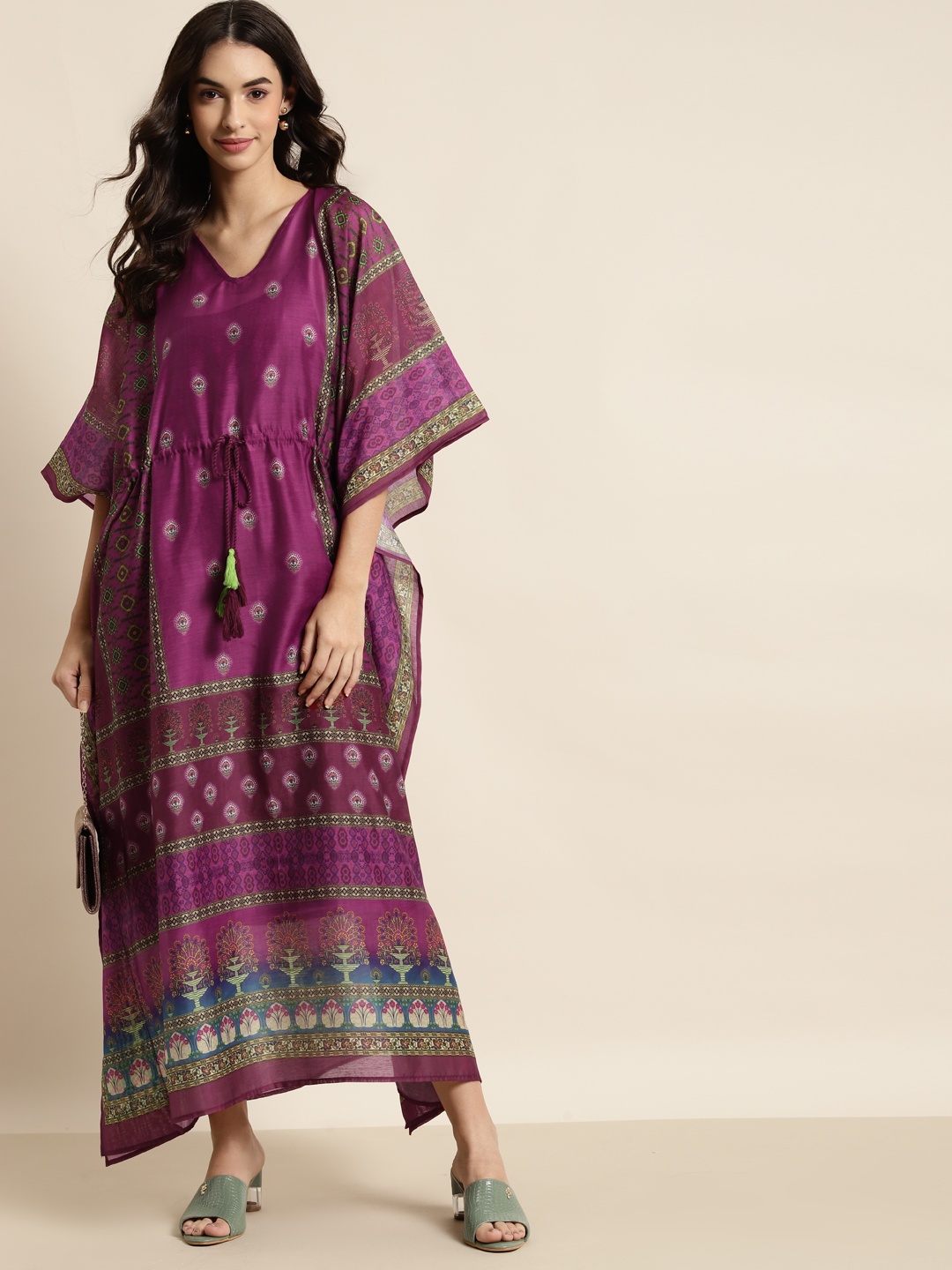 

Shae by SASSAFRAS Women Multicoloured Floral Kaftan Maxi Dress, Multi