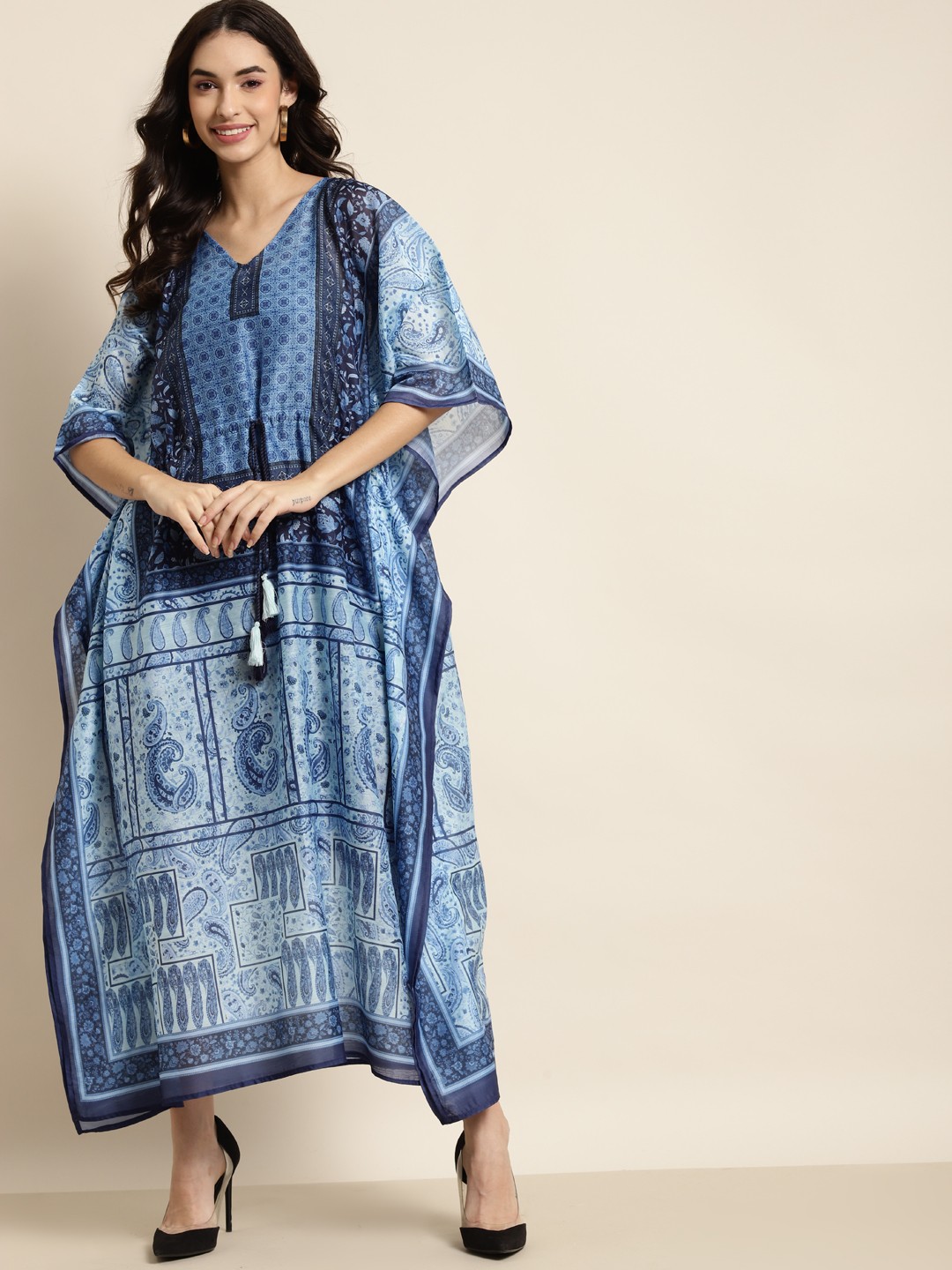 

Shae by SASSAFRAS Women Blue Printed Kaftan Maxi Dress