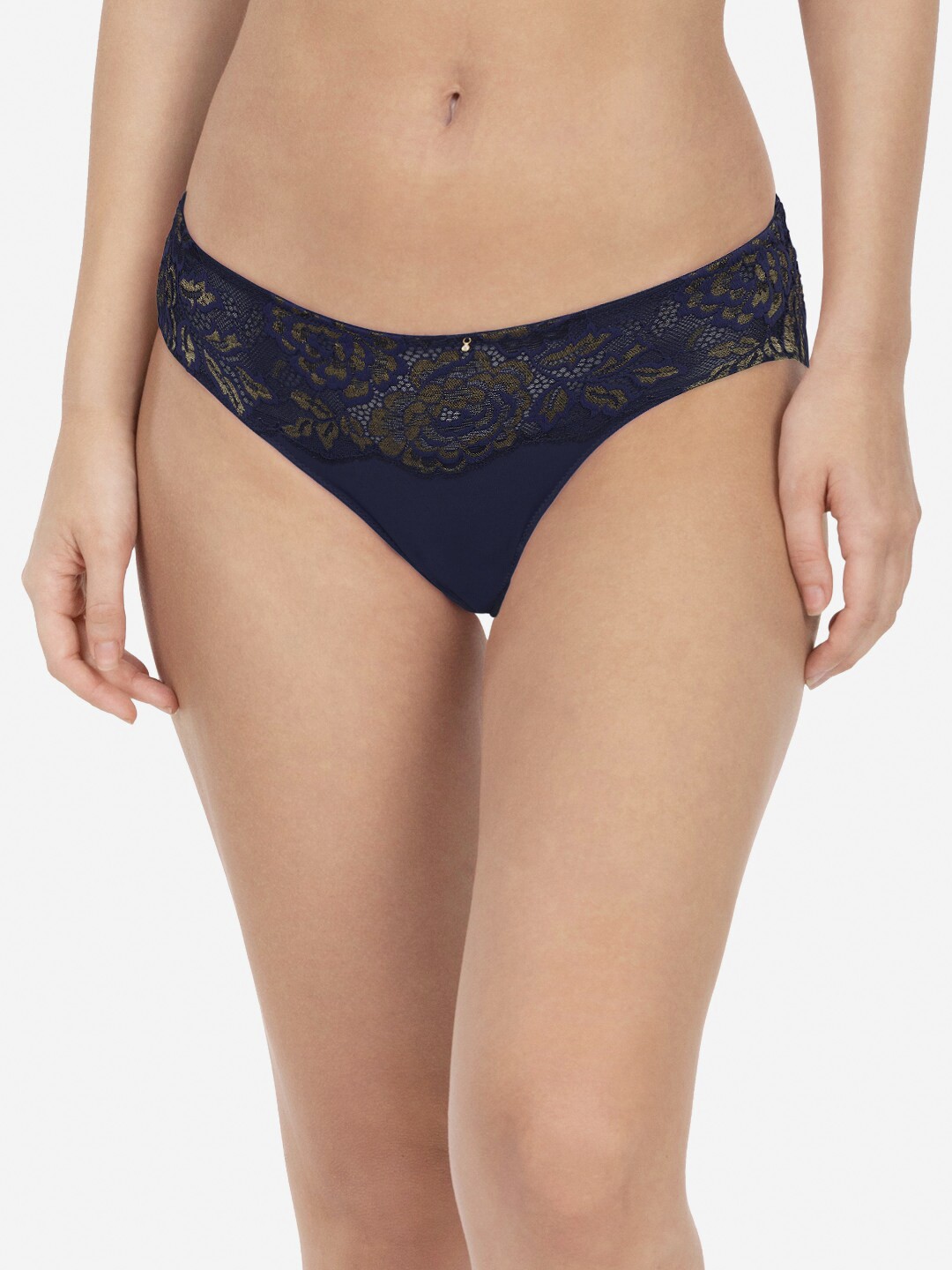 

Amante Women Low Rise Lace Bikini Brief - PAN73801, Navy blue