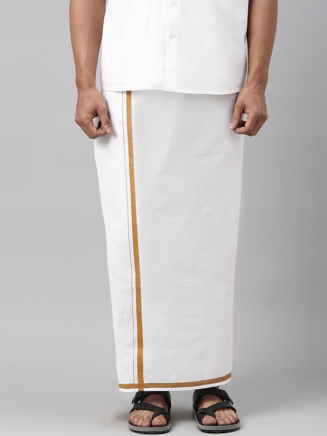 

WHITE HEART Men White Solid Pure Cotton Dhoti