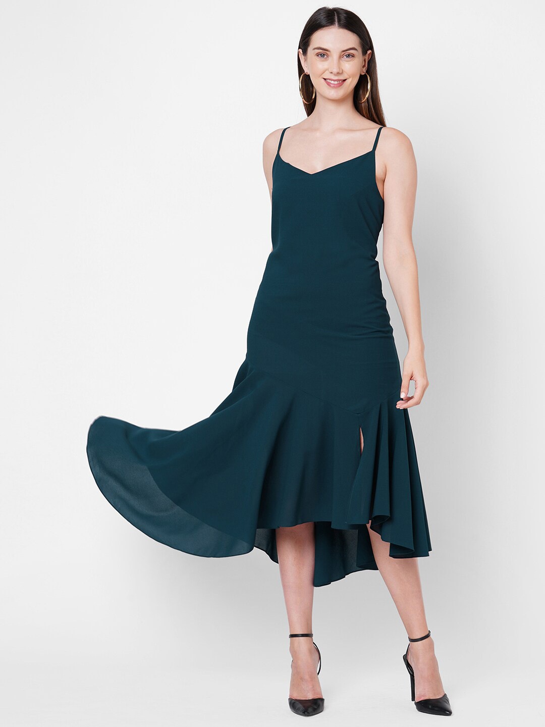 

POPPI Green Georgette Midi Dress