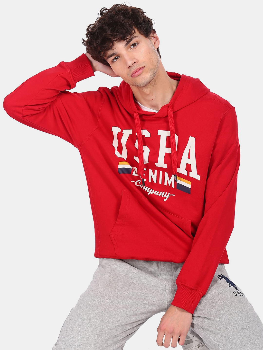 

U.S. Polo Assn. Denim Co. Men Red Printed Sweatshirt