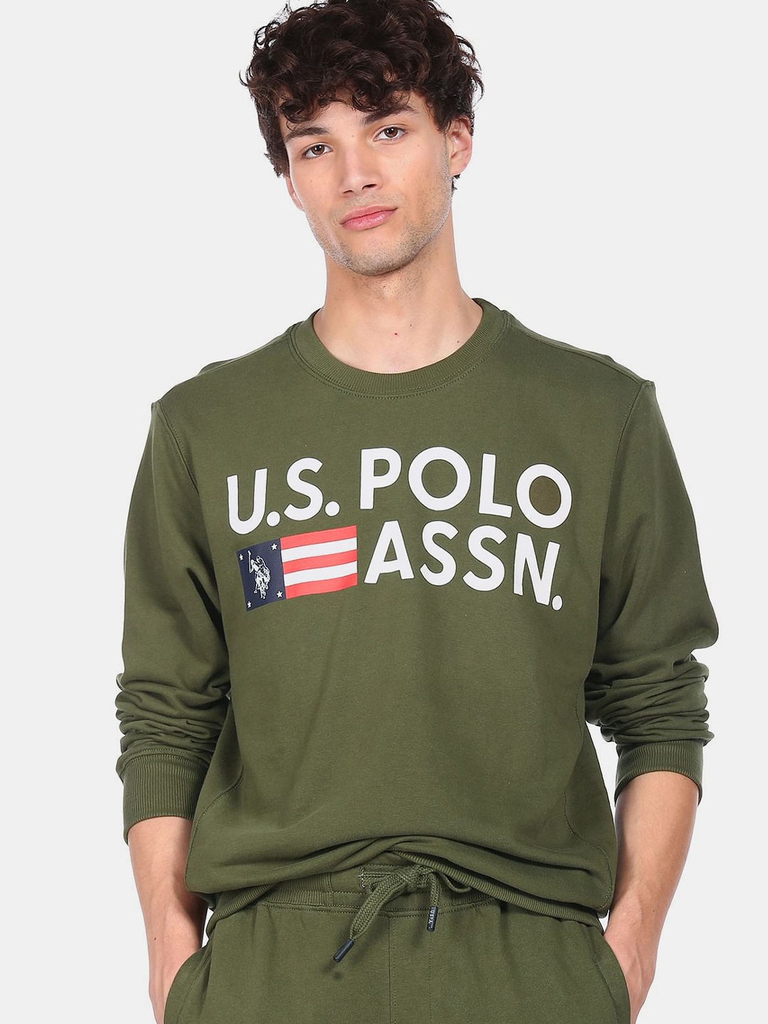 

U.S. Polo Assn. Denim Co. Men Green Printed Sweatshirt