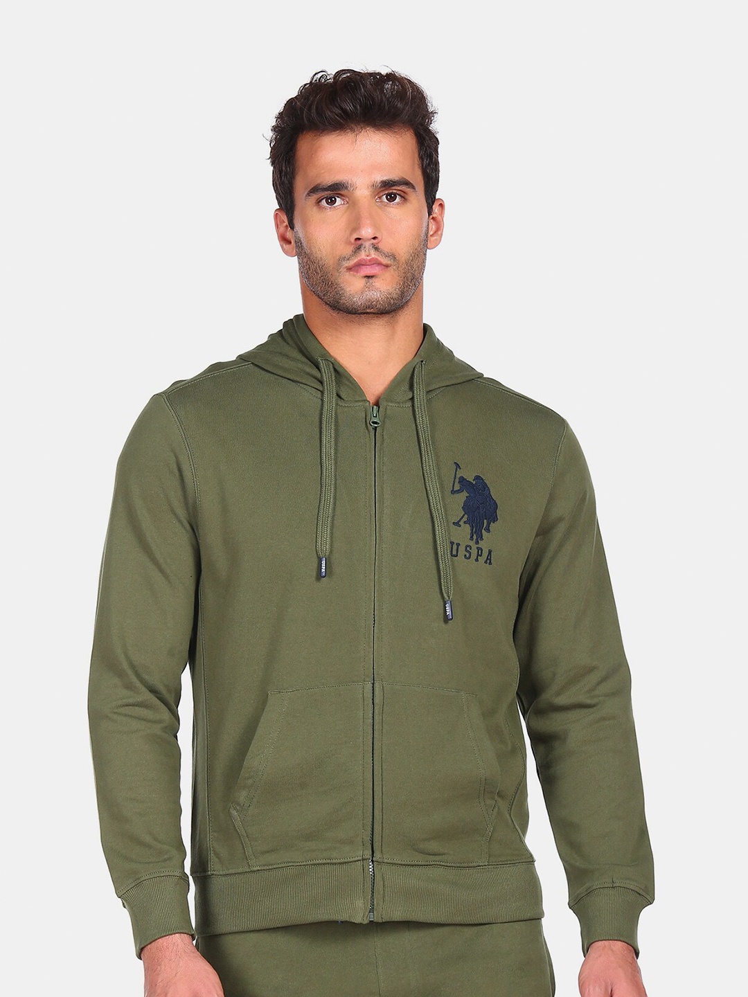 

U S Polo Assn Men Green Hooded Sweatshirt