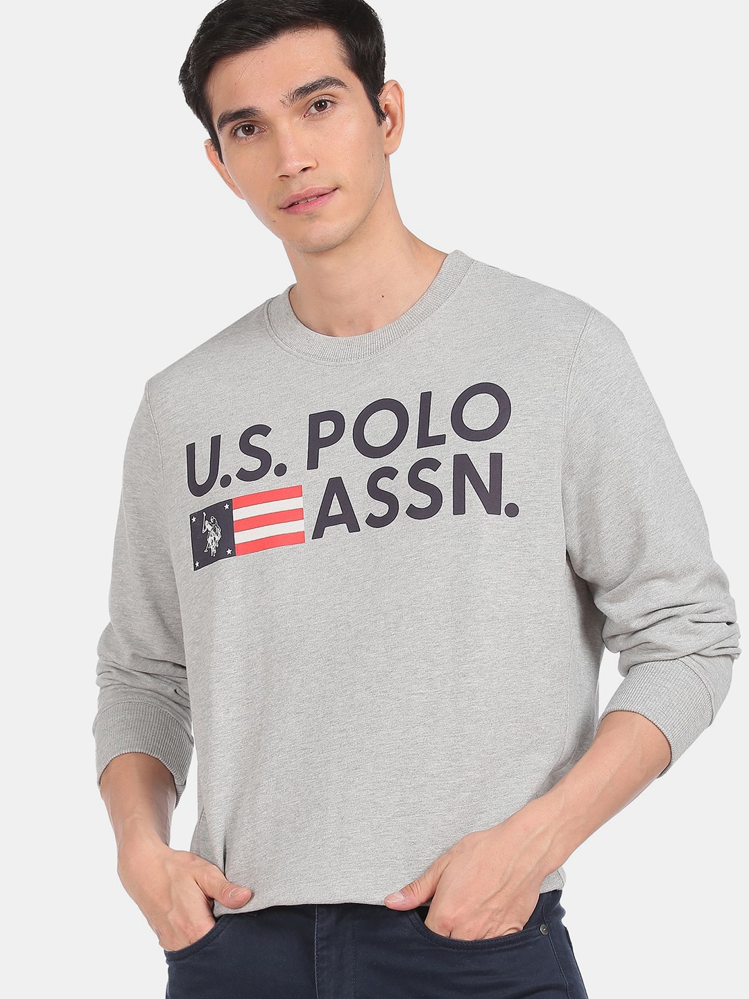 

U.S. Polo Assn. Denim Co. Men Grey Printed Sweatshirt