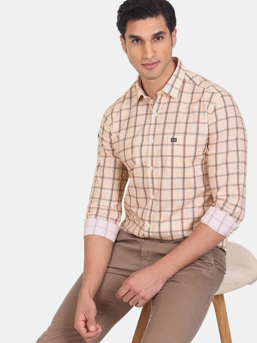 

Arrow Sport Men Beige Opaque Checked Casual Shirt