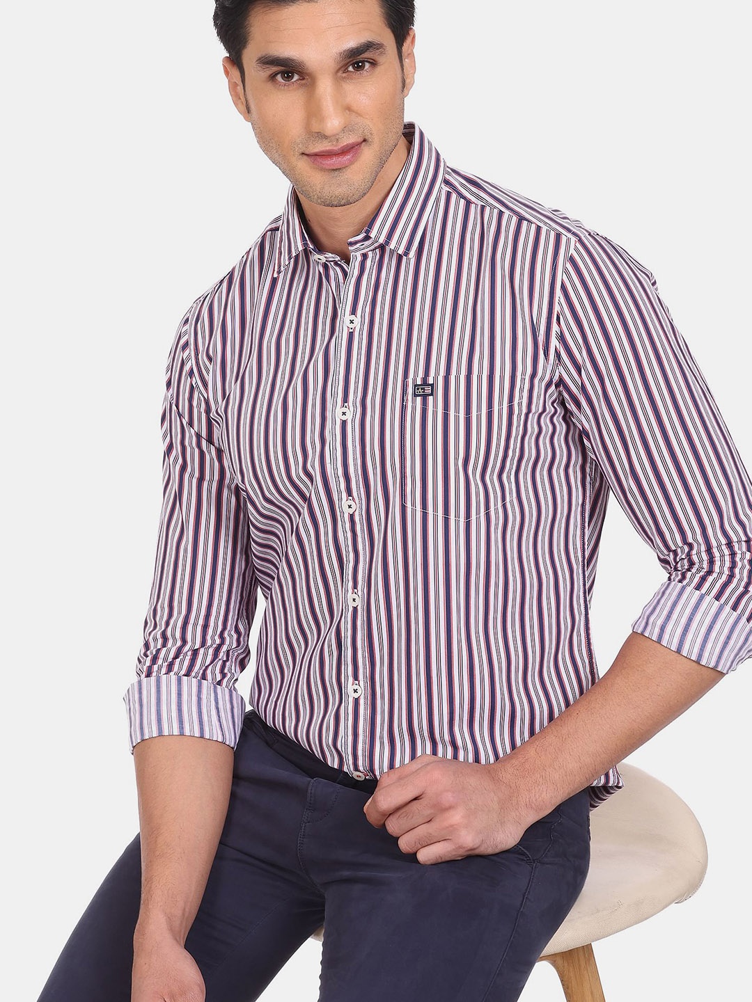 

Arrow Sport Men Blue Cotton Opaque Striped Casual Shirt