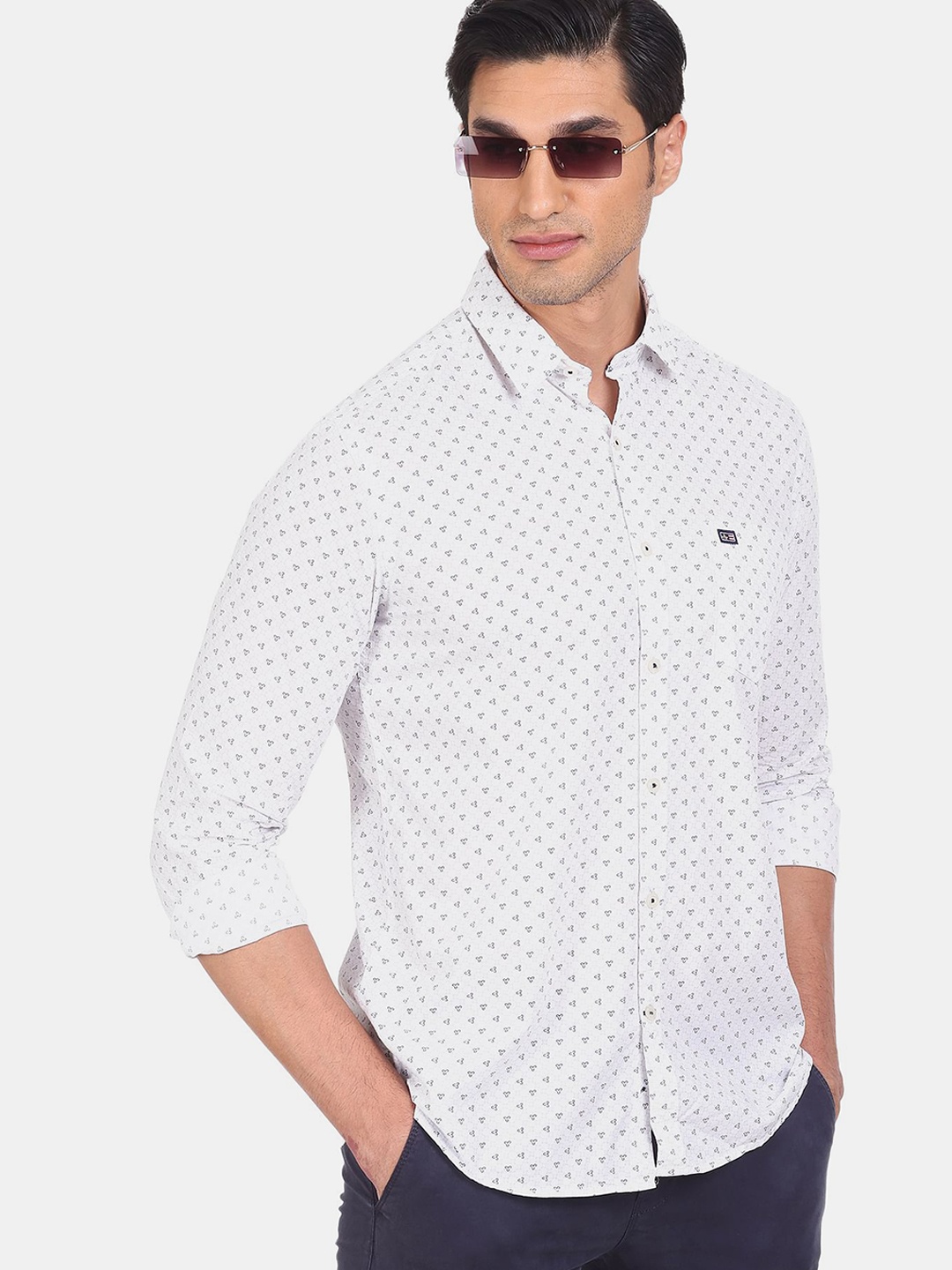

Arrow Sport Men White Printed Casual Shirt