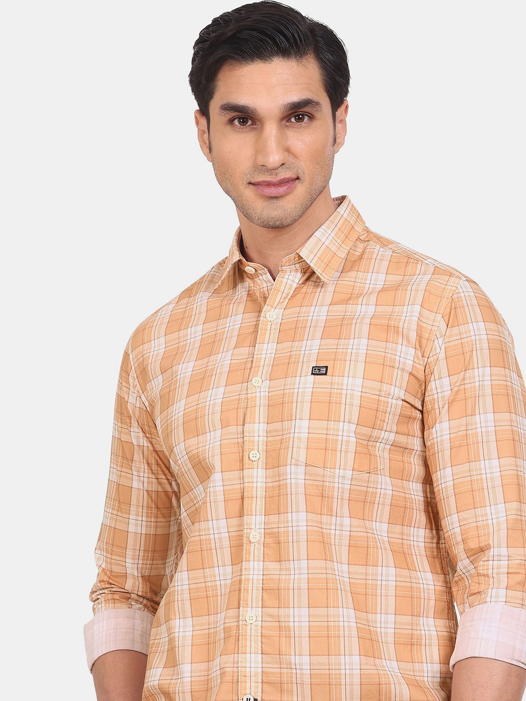 

Arrow Sport Men Orange Opaque Checked Casual Shirt