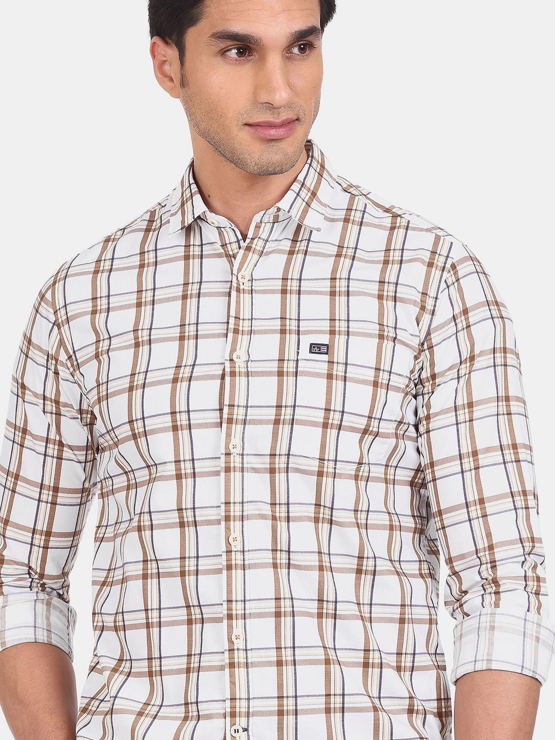 

Arrow Sport Men White Opaque Checked Casual Shirt