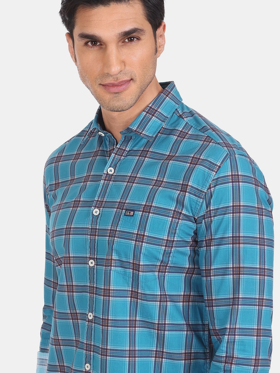

Arrow Sport Men Blue Opaque Checked Pure Cotton Casual Shirt