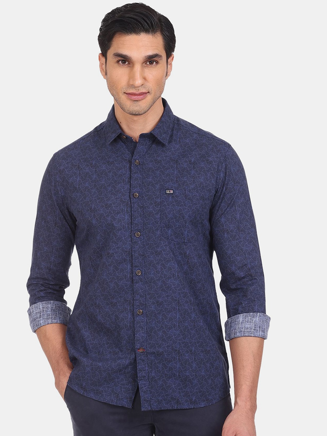 

Arrow Sport Men Blue Opaque Printed Pure Cotton Casual Shirt