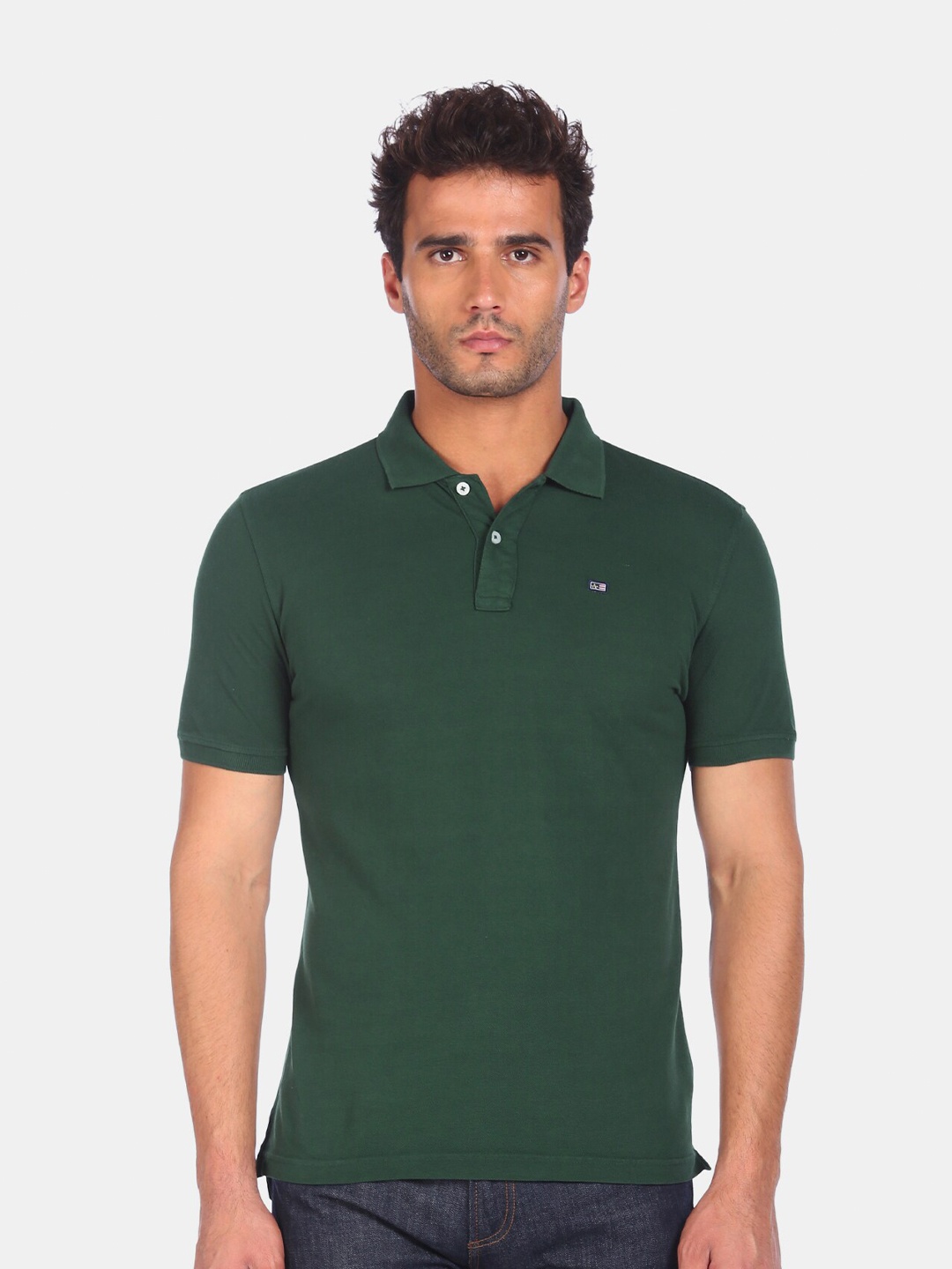 

Arrow Sport Men Green Polo Collar T-shirt