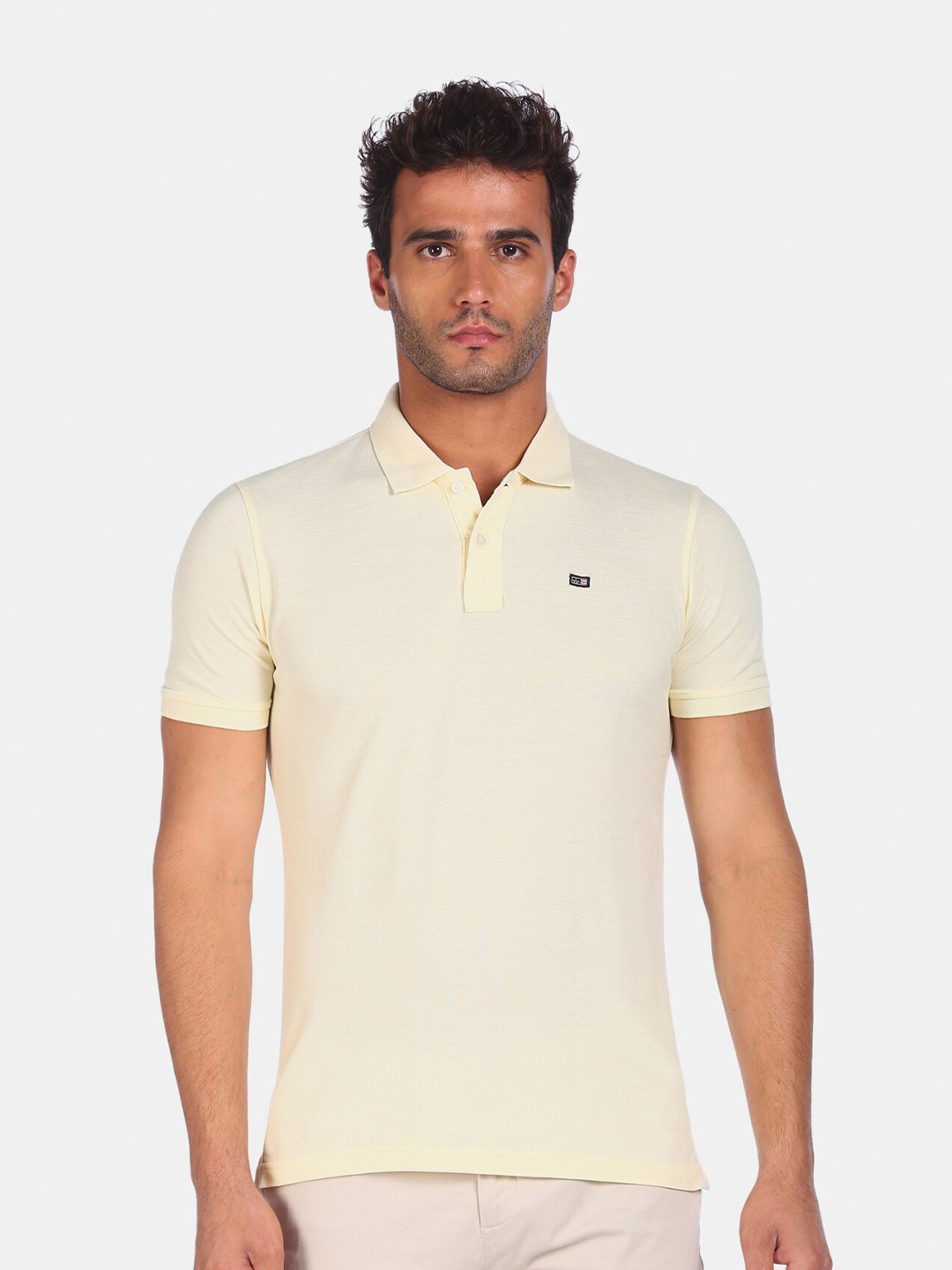 

Arrow Sport Men Beige Polo Collar Pure Cotton T-shirt