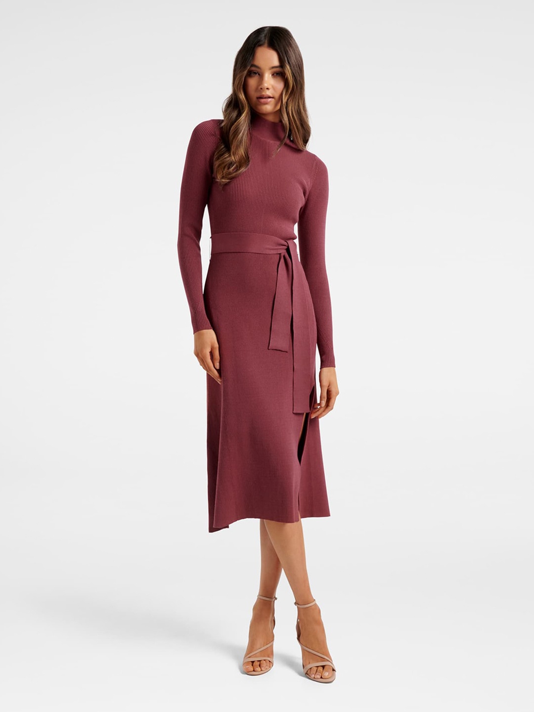 

Forever New Maroon A-Line Midi Dress