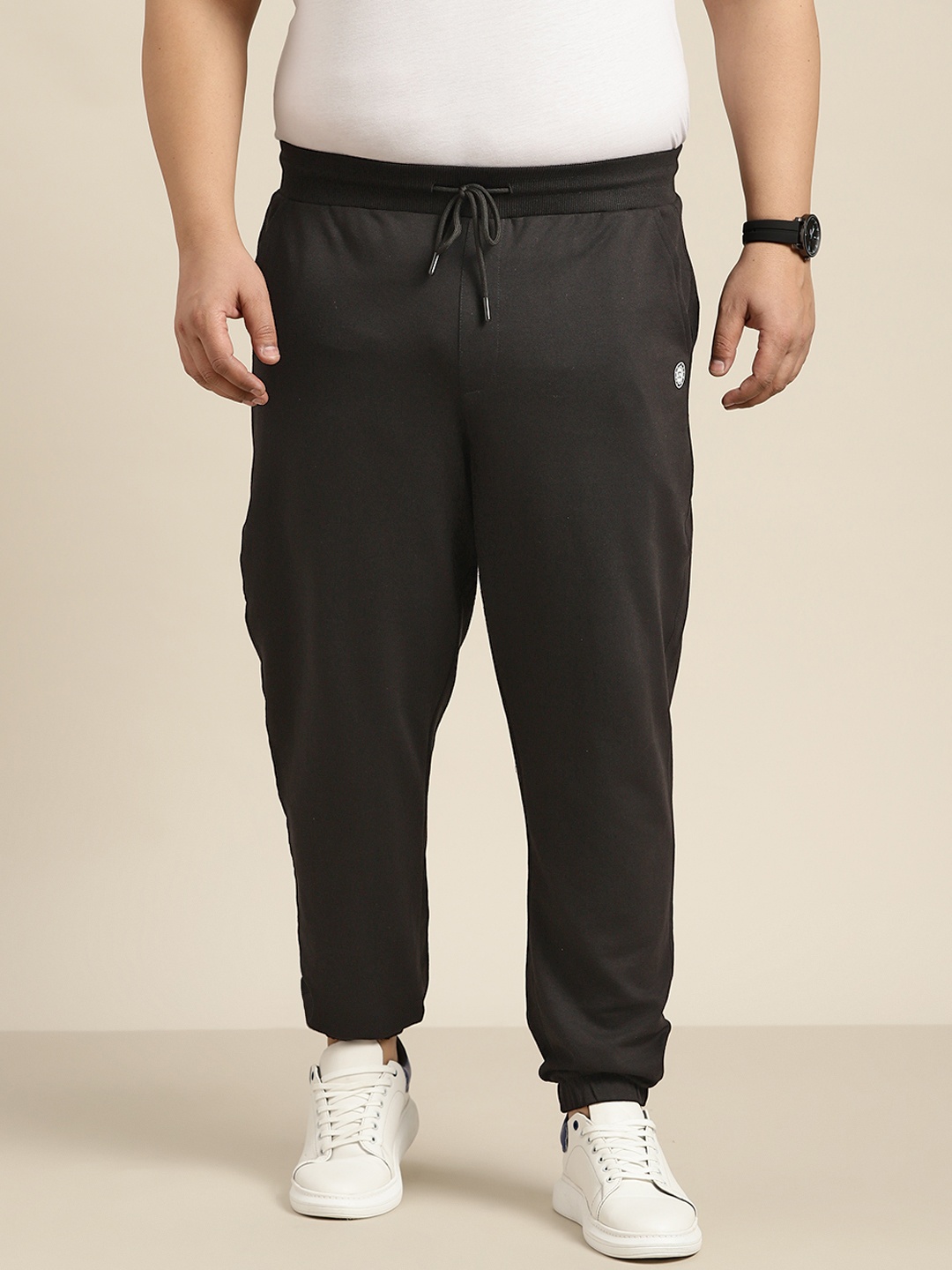 

Sztori Men Plus Size Black Solid Joggers