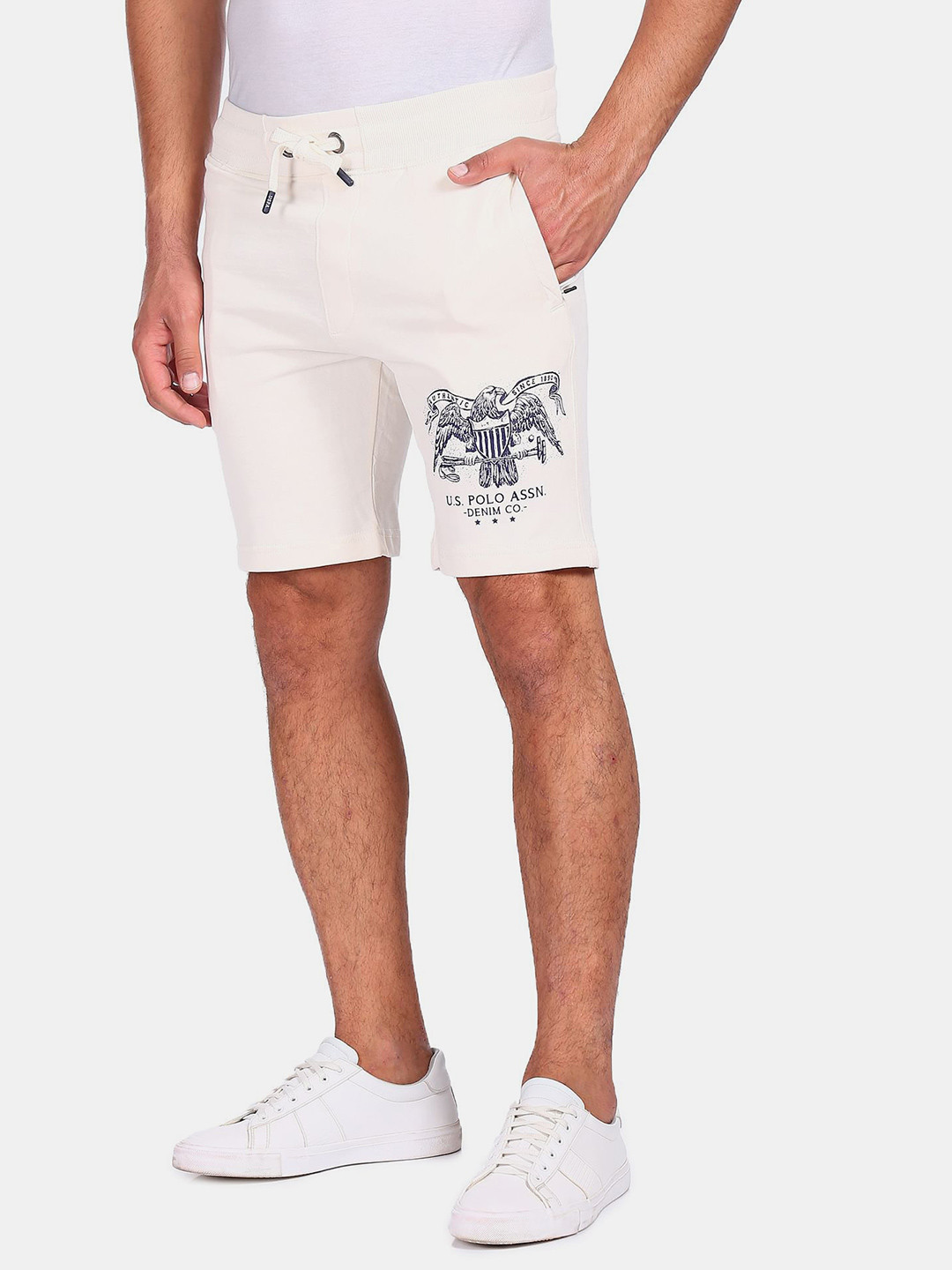 

U.S. Polo Assn. Denim Co. Men White Printed Regular Shorts