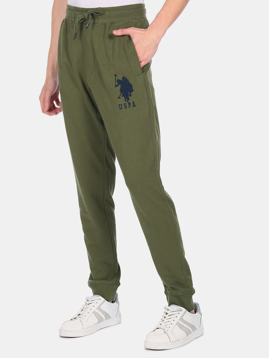

U.S. Polo Assn. Men Olive Green Solid Straight-Fit Joggers