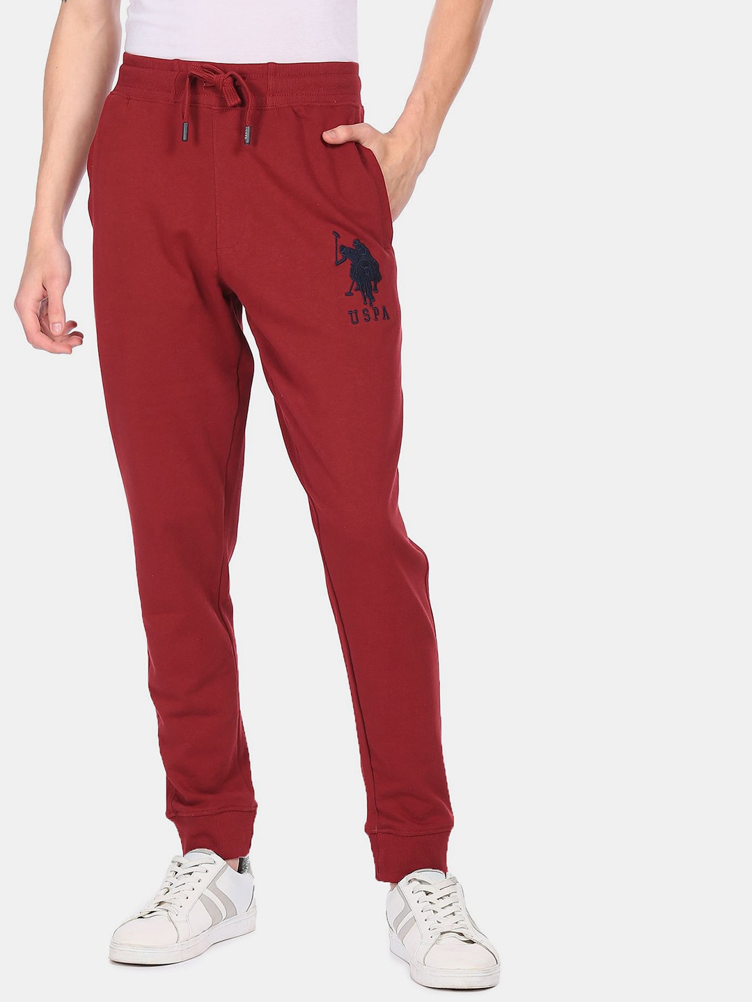 

U.S. Polo Assn. Men Red Solid Straight-Fit Joggers