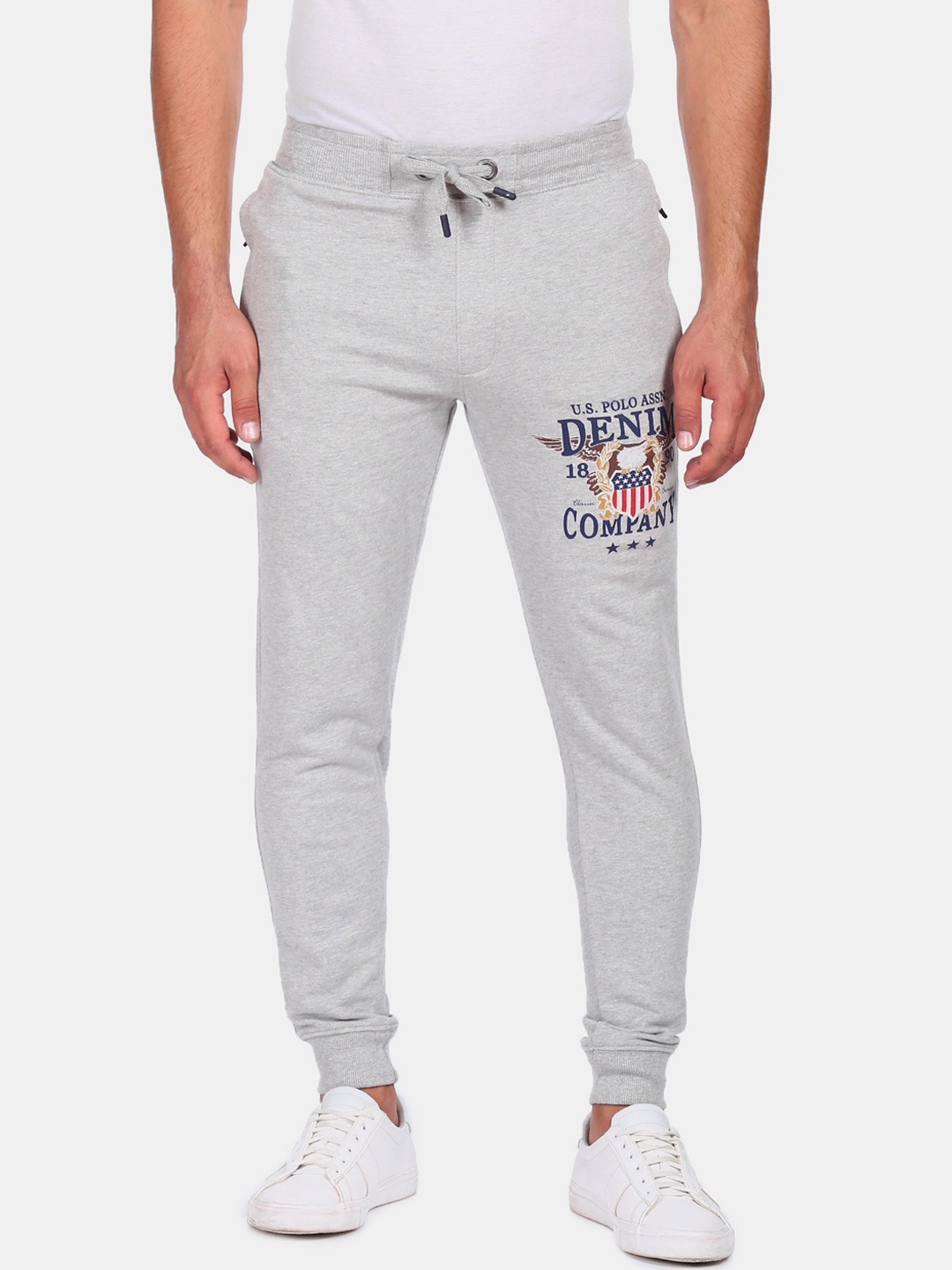 

U.S. Polo Assn. Denim Co. Men Light Grey Solid Joggers