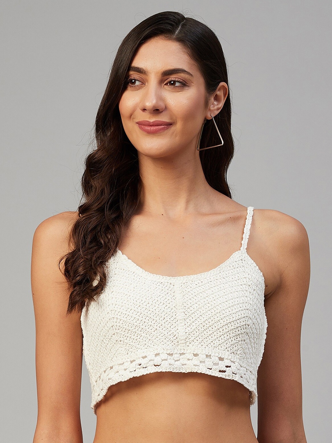 

Orchid Hues White Pure Cotton Bralette Crop Top