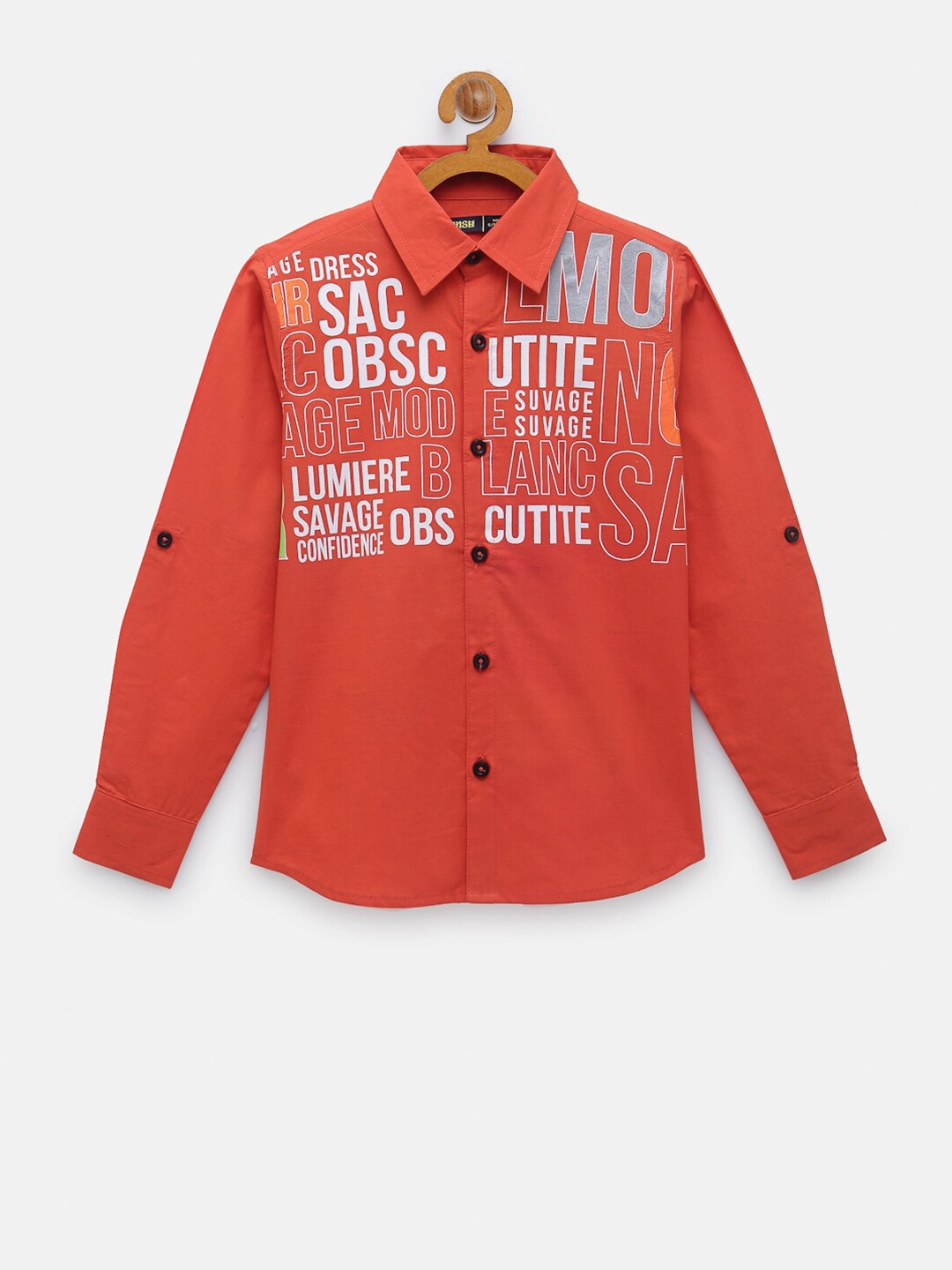 

NYNSH Boys Orange Opaque Printed Casual Shirt