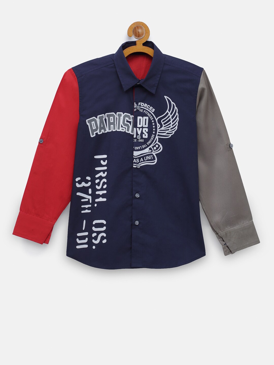 

NYNSH Boys Navy Blue Printed Casual Shirt