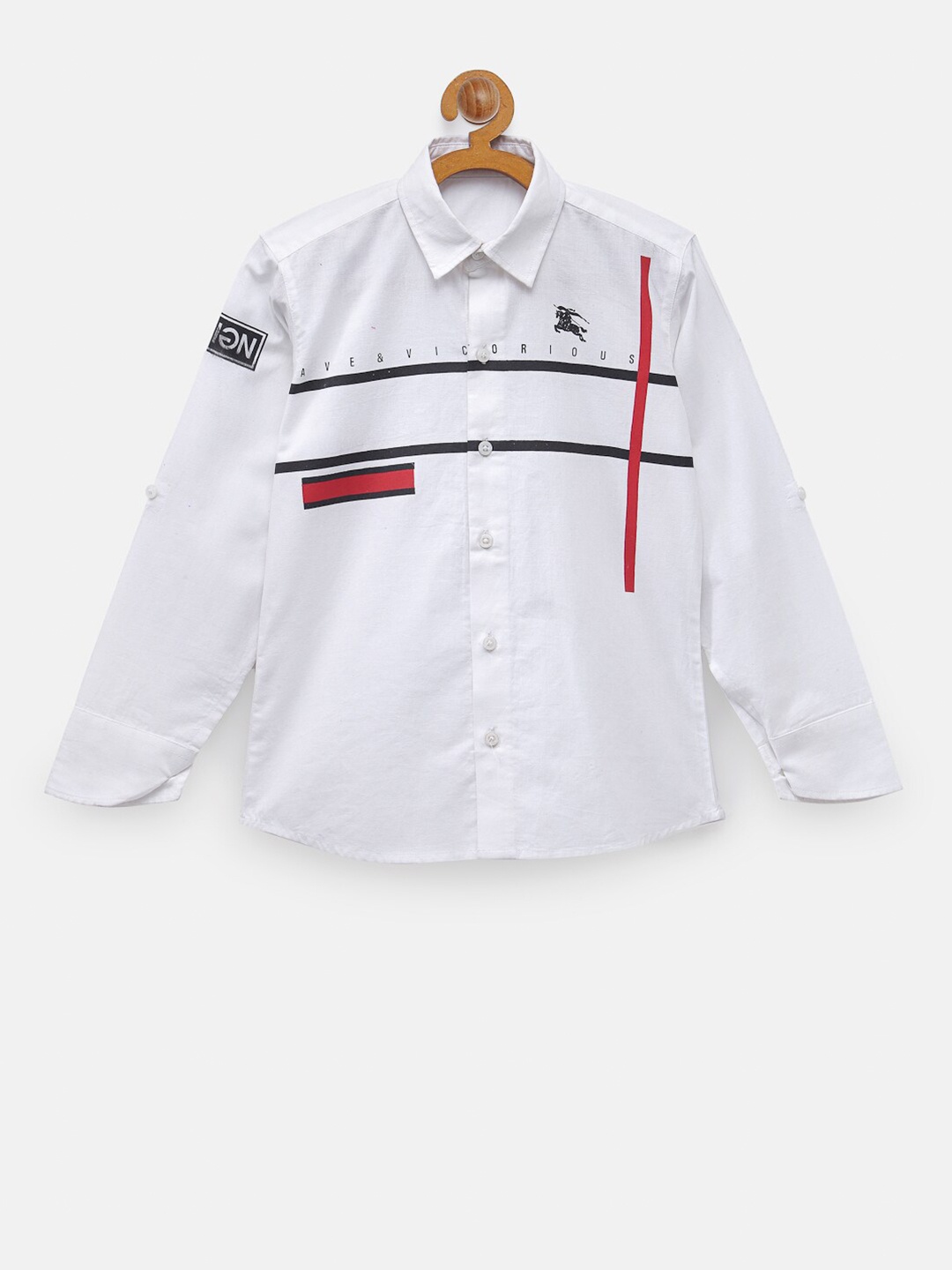 

NYNSH Boys White Opaque Printed Casual Shirt