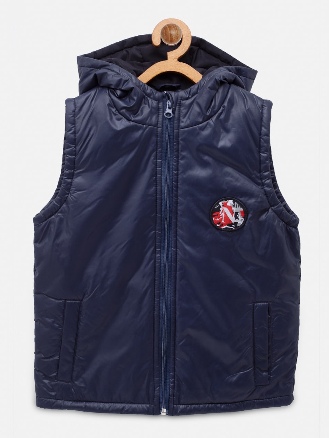 

NYNSH Boys Navy Blue Padded Jacket with Patchwork