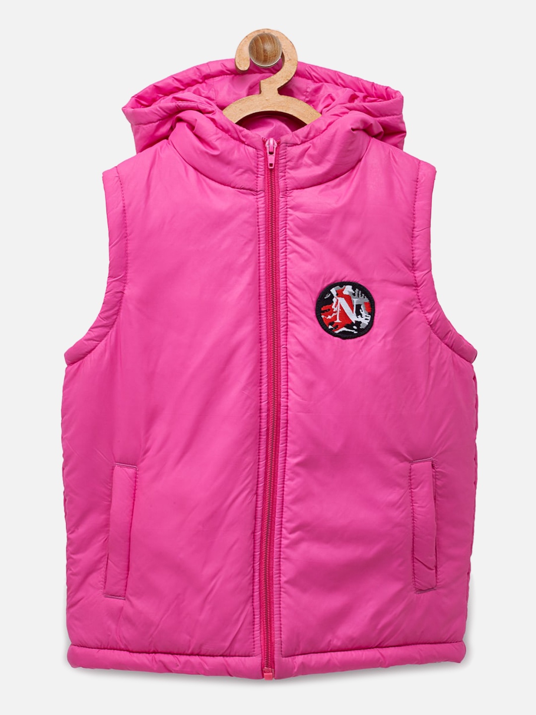 

NYNSH Boys Fuchsia Puffer With Patch Work Jacket