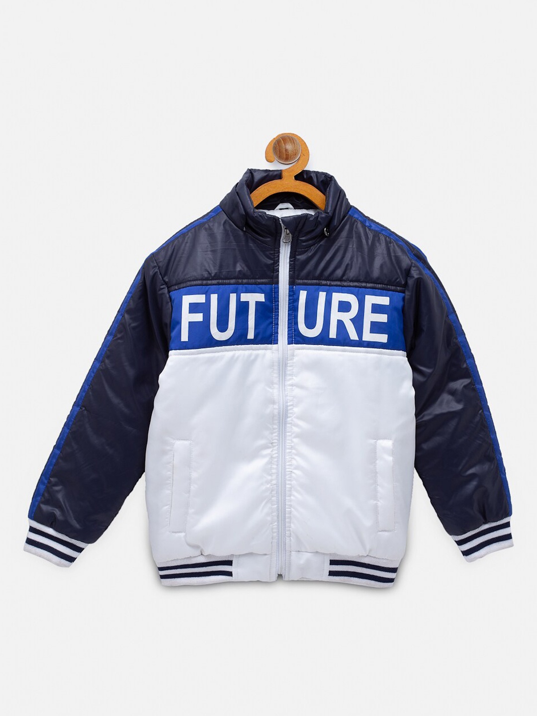 

NYNSH Boys Navy Blue Open Front Jacket with Patchwork