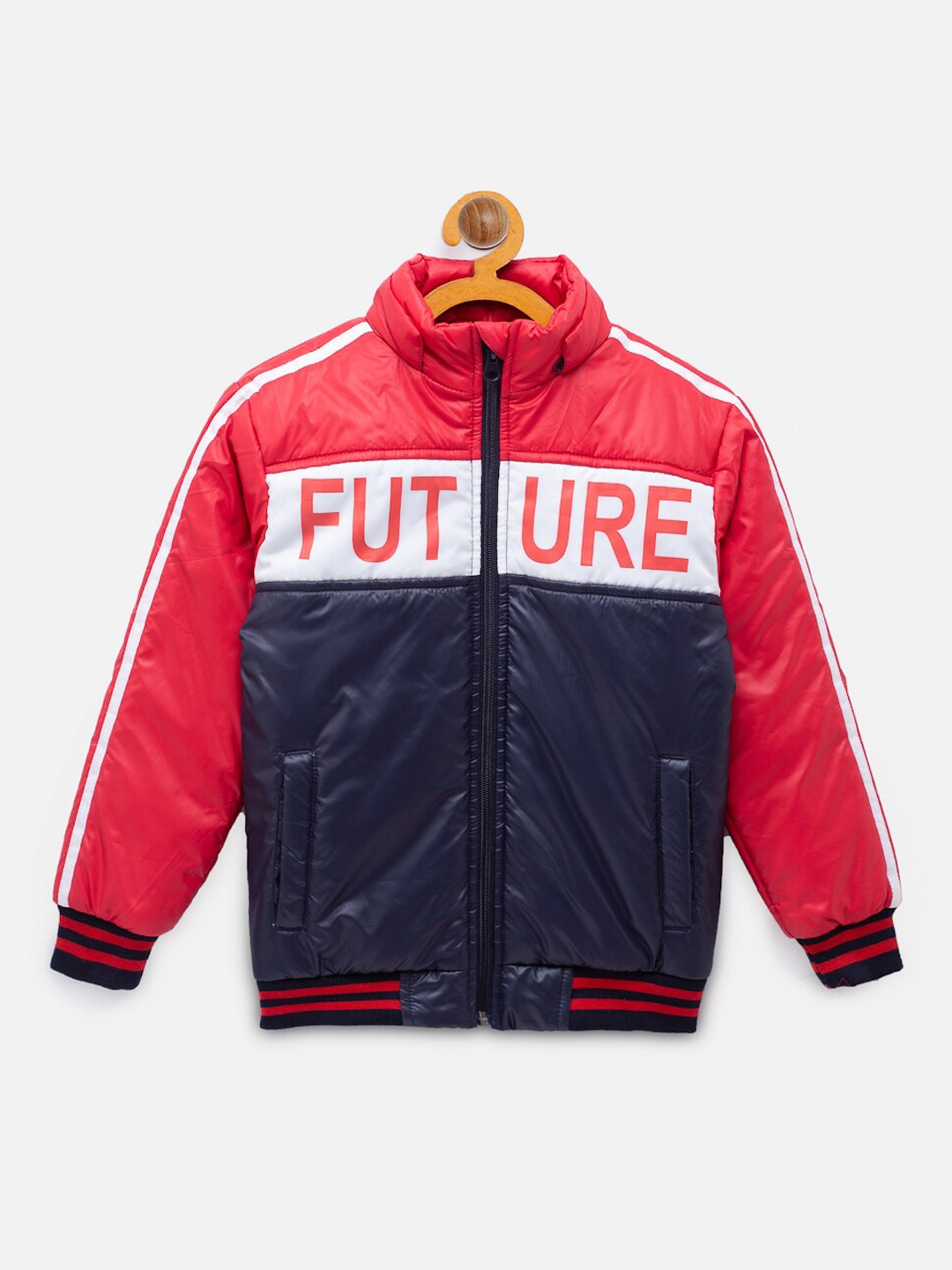 

NYNSH Boys Red dark sapphire Padded Jacket with Patchwork