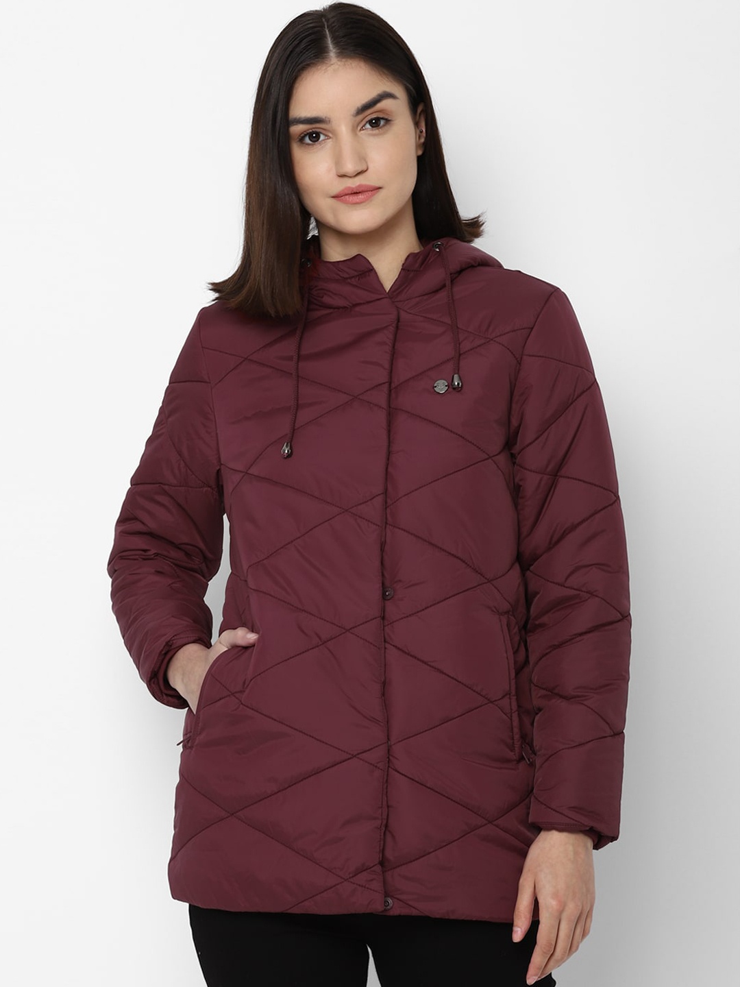 

Allen Solly Woman Women Maroon Longline Quilted Jacket