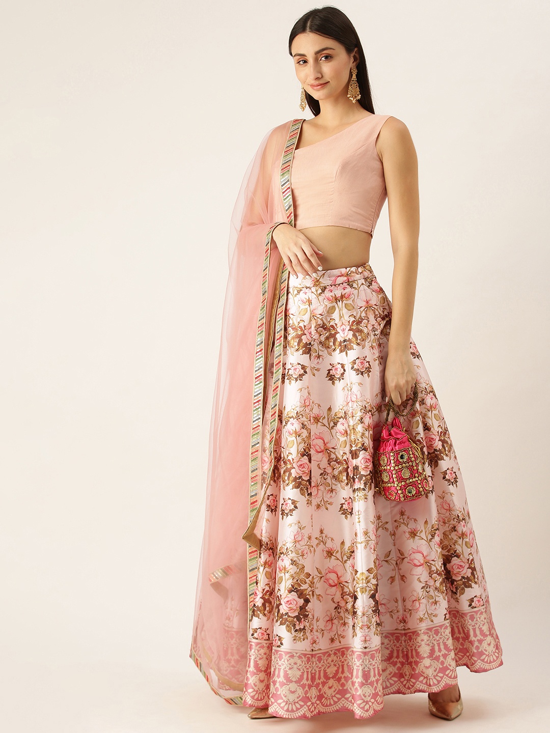 

Ethnovog Pink Made to Measure Lehenga Blouse With Dupatta