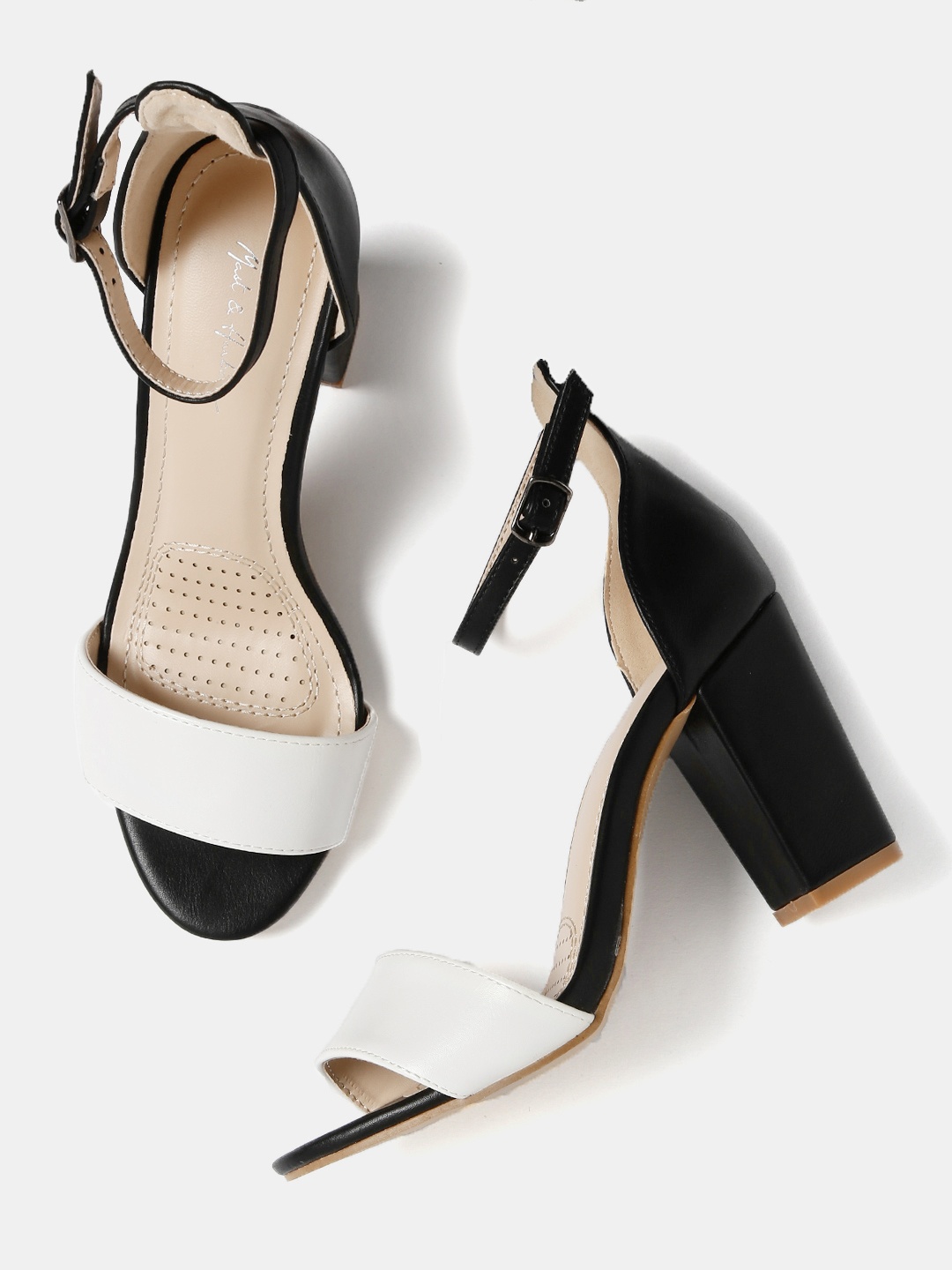 

Mast & Harbour Women White & Black Colourblocked Heels