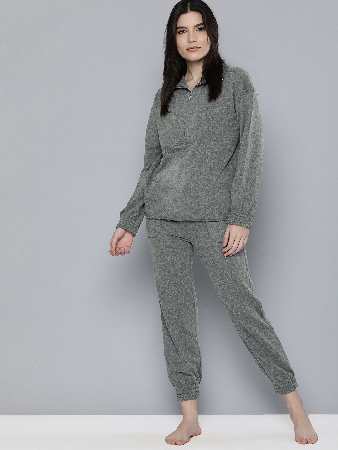 

Chemistry Women Grey Melange French Terry Lounge Set