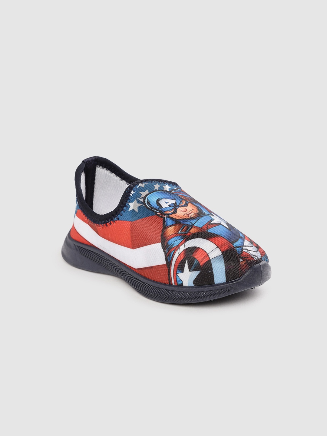 

toothless Boys Navy Blue Avengers Captain America Printed Slip-On Sneakers